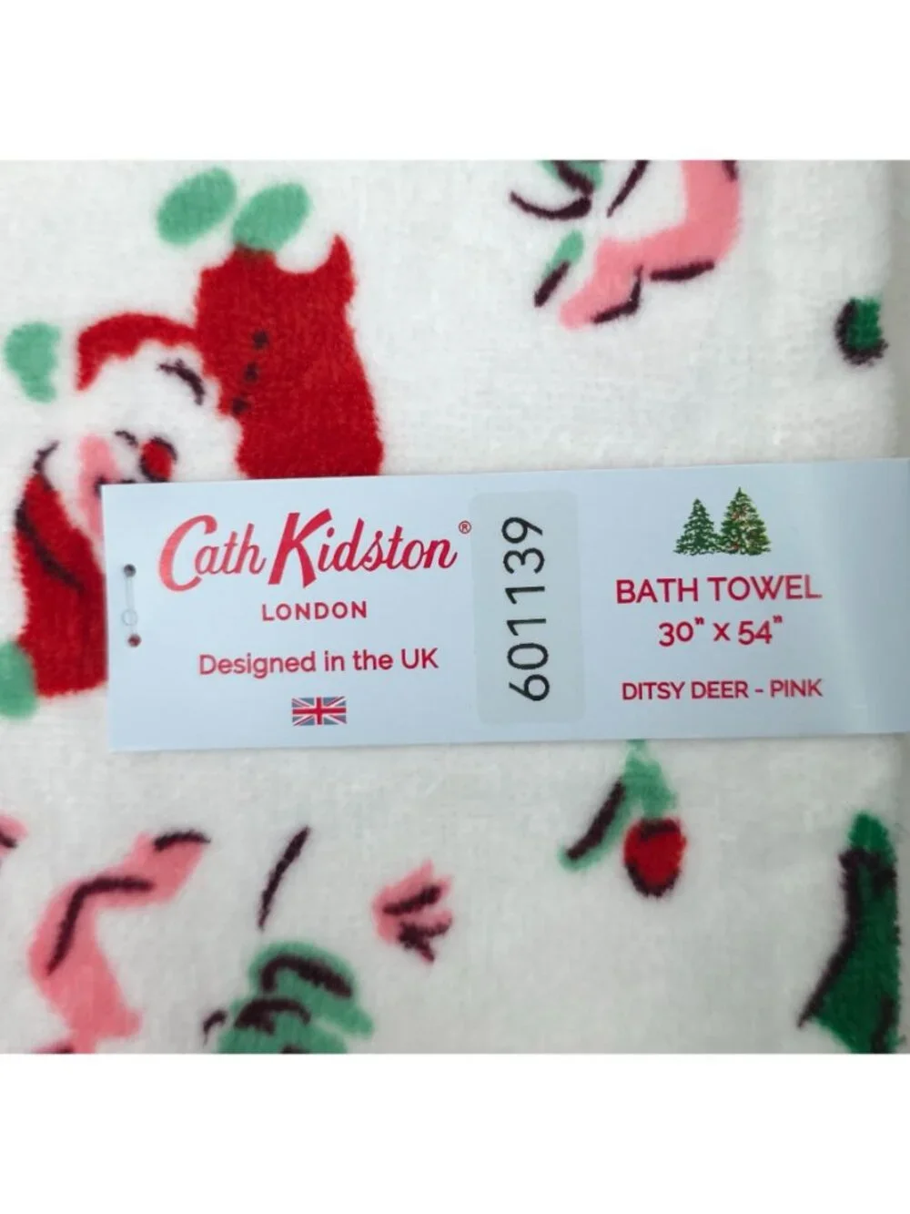Cath Kidston Ditsy Deer 3 pieces 1 Bath & 2 Hand Towel Set 100% Cotton Christmas